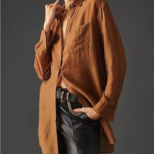 anthropologie pilcro sheer buttondown blouse Size M,